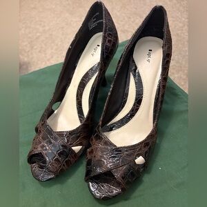 Apt 9 Women’s Kendal Brown Croc Open Toe Cutout Heels -Sz 7.5